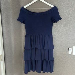 Michael Kors off the shoulder blue dress size small - worn only twice!